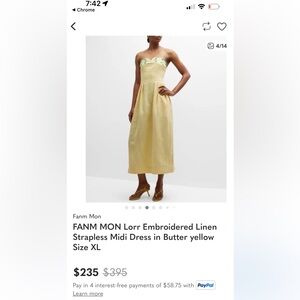 Fanm Mon Butter Yellow Strapless Dress